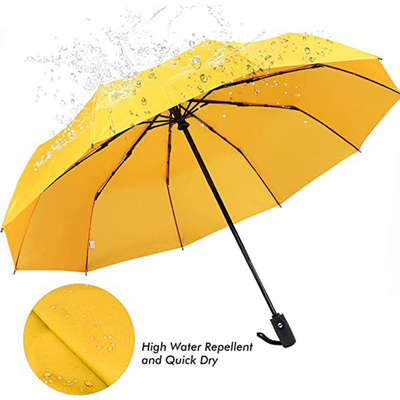 Logotipo personalizado Tres secciones de sombrillas plegables lluvia y sol diseño de eje de doble acero