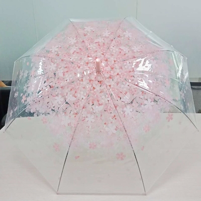Plastico J mango personalizado profesional POE claro Compacto Sakura paraguas para viajes