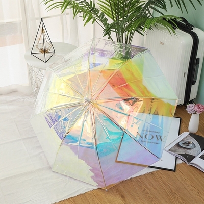 Diseño de artesanos Efecto brillo Magia Cambio de color Paraguas POE multicolor reflectante