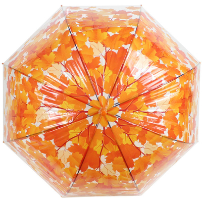 Paraguas con mango largo y recto con hoja de arce Apollo Diseño de material transparente