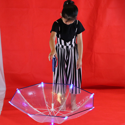 Paraguas LED para niños con logotipo personalizado Impresión en tela POE Brillante y llamativo