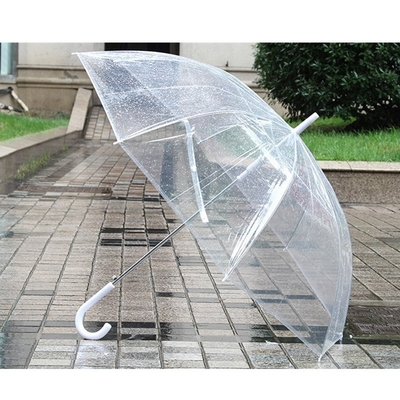 Tejido transparente Auto abierto Paraguas recto personalizado para publicidad promocional