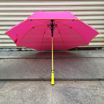 Paraguas de golf de mango largo semiautomático directo con diseño de fibra de color contemporáneo