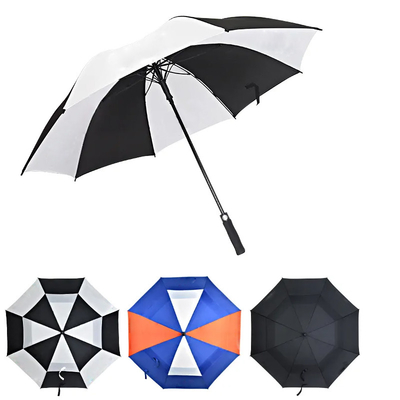 Paraguas de golf en blanco y negro personalizado con diámetro abierto de 120 cm