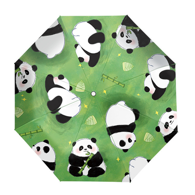 Paraguas de diseño Panda totalmente automático para niños y adultos 3 plegados Auto abierto a prueba de agua