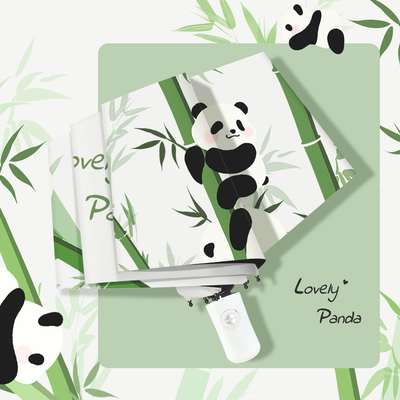Paraguas de diseño Panda totalmente automático para niños y adultos 3 plegados Auto abierto a prueba de agua