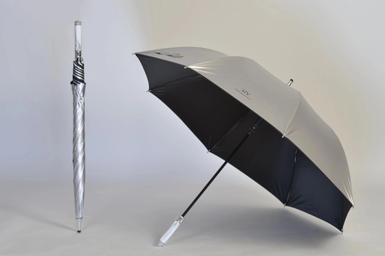 Semi-automático 27 pulgadas 8k Golf Paraguas para lluvia Impermeable Titanio Plata Paraguas