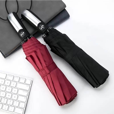 Black Pongee Auto Paraguas a prueba de agua de moda 3 sombrillas UV plegables automáticas