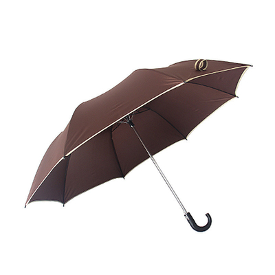 27 pulgadas Semi Auto Abierto J forma de plástico 2 mango plegable Paraguas a prueba de viento y duradero