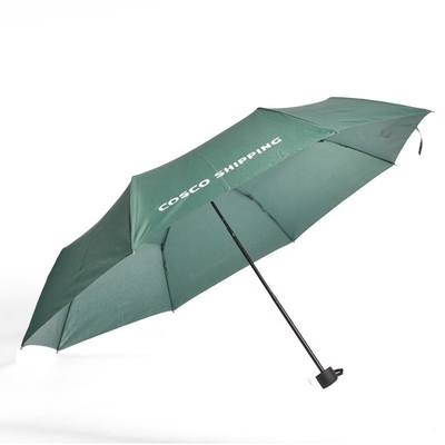 Logotipo personalizado Paraguas triple plegable Poliéster lluvia y sol Parasol plegado para suministros de viaje