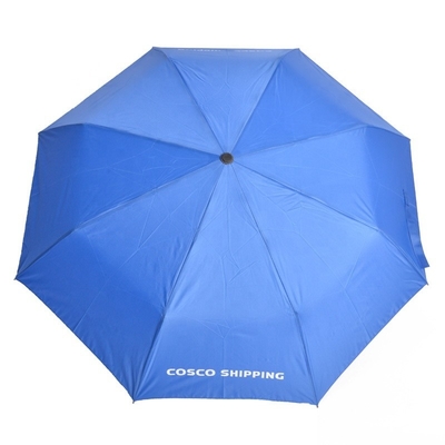 Logotipo personalizado Paraguas triple plegable Poliéster lluvia y sol Parasol plegado para suministros de viaje