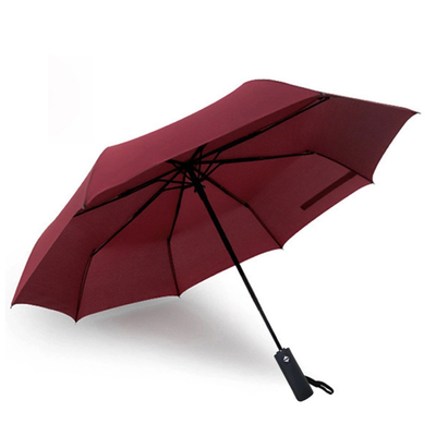 Paraguas triple plegable de poliéster 210T con mango de plástico ABS y tela impermeable