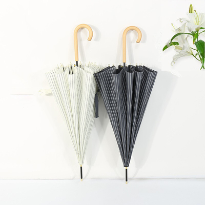 23 pulgadas * 8k para adultos Paraguas de gancho de madera con diseño minimalista simple e impresión personalizada