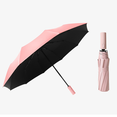 Protección UV 10k Paraguas plegables a prueba de viento para hombres y mujeres Material del panel de Pongee