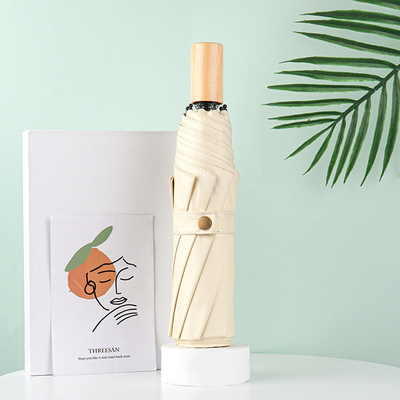 Diseño de mango de madera Paraguas publicitario personalizable estilo minimalista Paraguas doble
