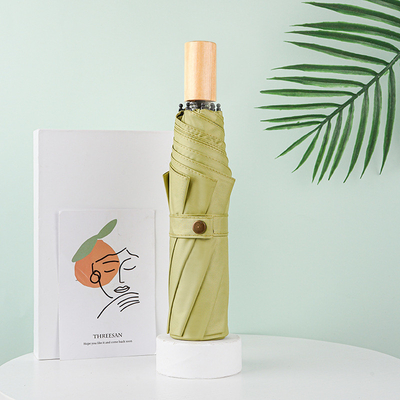 Diseño de mango de madera Paraguas publicitario personalizable estilo minimalista Paraguas doble
