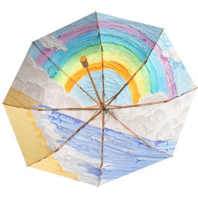 Paraguas publicitarios plegables Magia DIY Arte de pintura al óleo para protección solar femenina