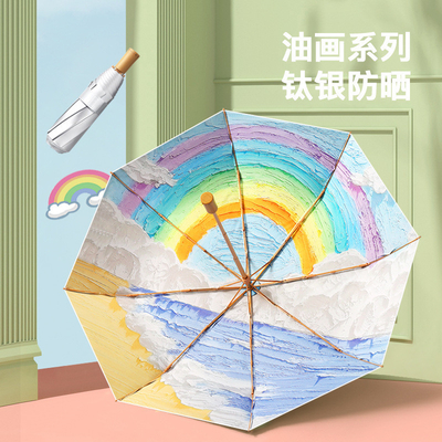 Paraguas publicitarios plegables Magia DIY Arte de pintura al óleo para protección solar femenina