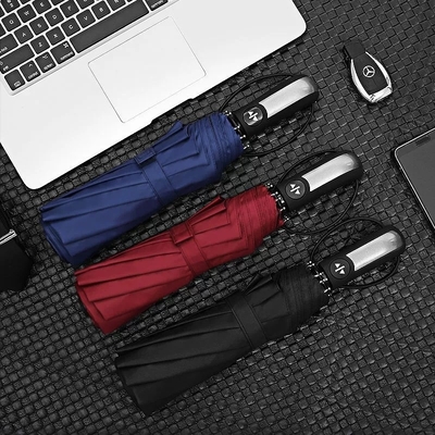 Logotipo personalizado totalmente automático Impreso 3 sombrillas plegables para bloqueo UV e impermeable a la lluvia