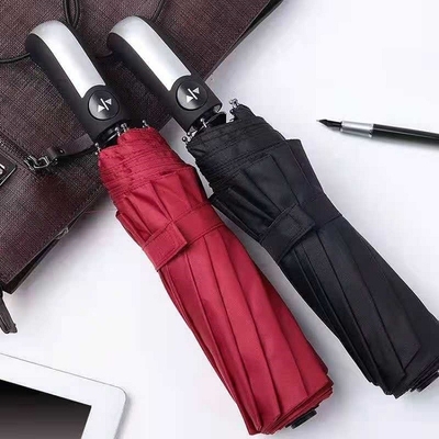 Logotipo personalizado totalmente automático Impreso 3 sombrillas plegables para bloqueo UV e impermeable a la lluvia