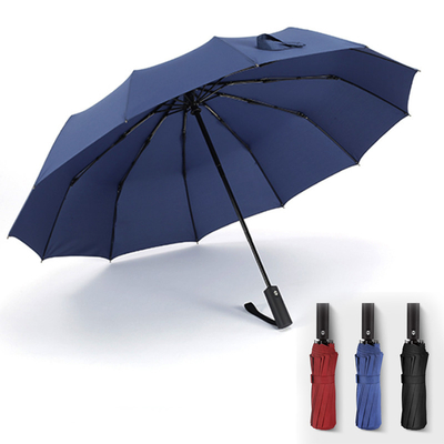 Umbrilla abierta automática triple plegable BSCI con logotipo personalizado y mango recubierto de goma