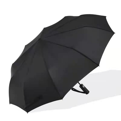 Umbrilla abierta automática triple plegable BSCI con logotipo personalizado y mango recubierto de goma