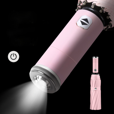 23 pulgadas * 10k Paraguas plegable totalmente automático con 180Rotating LED manija de linterna