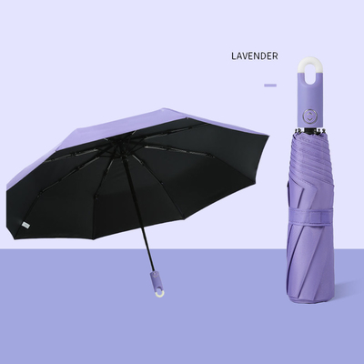 Mejor Diseño Cerradura Mano Paraguas para viajes Logotipo personalizado Impreso automático 3 plegados