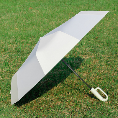 Pongee de manija de cerradura redonda grande con vinilo fácil de colgar paraguas de bloque UV a prueba de viento automático completo
